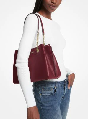Teagan Large Pebbled Leather Shoulder Bag - Image 44