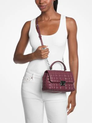 Tribeca Medium Quilted Leather Satchel - Image 13